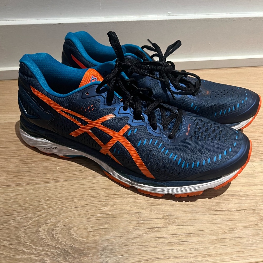 Asics Blue and Orange Athletic Sneakers